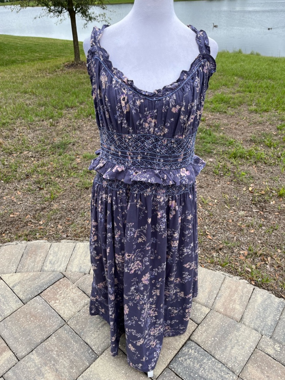 NWOT Anthropologie Floral Smocked Waist Purple Summer Dress Size XL - Picture 16 of 16